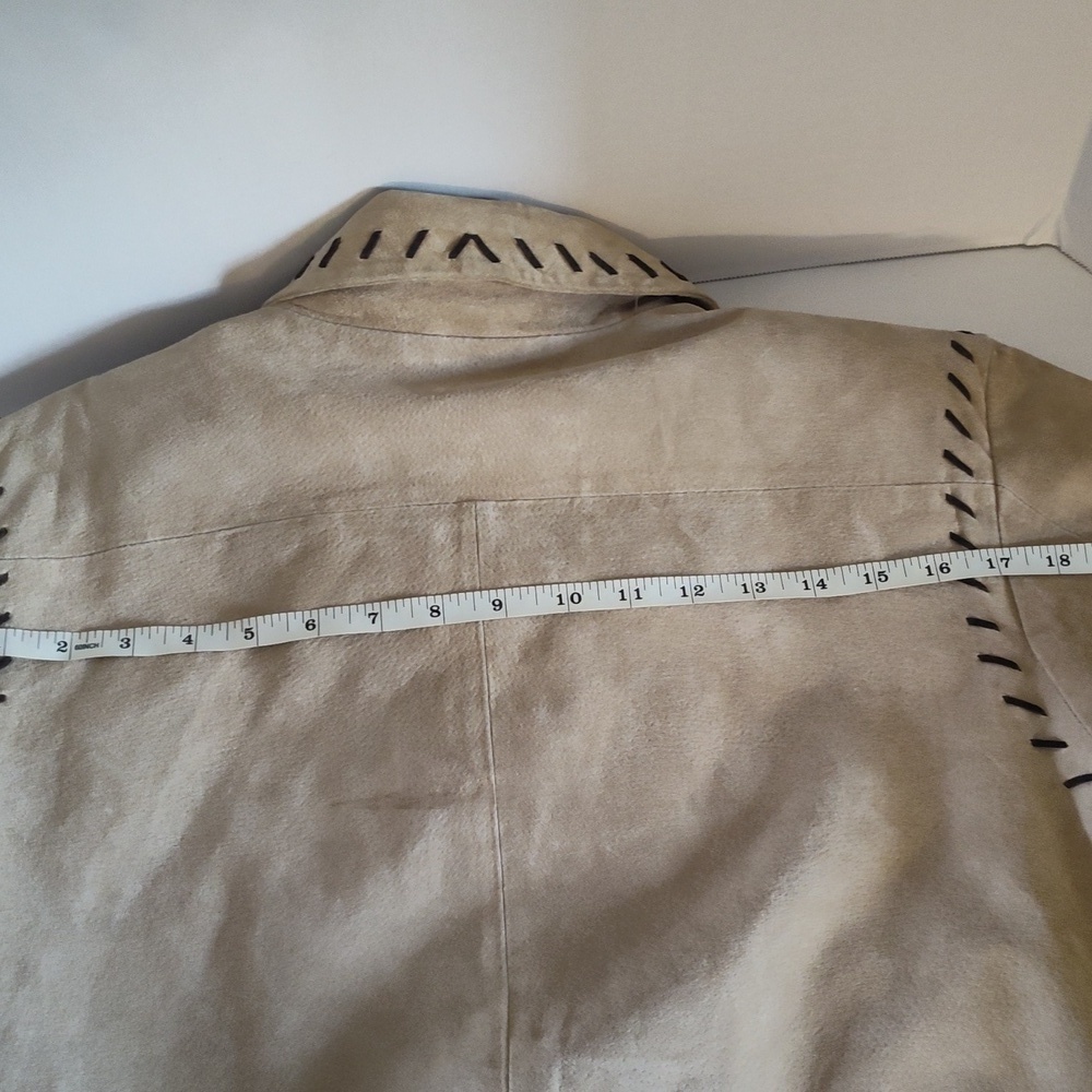The Quacker Factory Womens Safari Suede Coat w/leather stitching Size Large - Picture 11 of 16